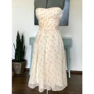 Jill Stuart Women’s 4 Strapless Floral Print Silk Chiffon Georgette Dress